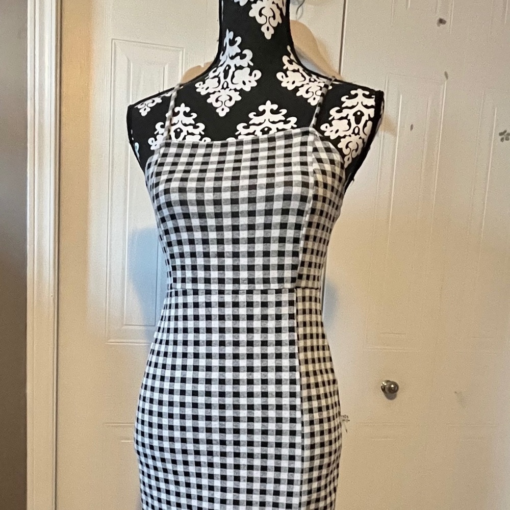 Zara Jacquard Gingham Midi Dress